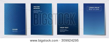 Colored Cover Templates Set. Geometric Lines Patterns With Edges, Angles. Cool Backgrounds For Catal