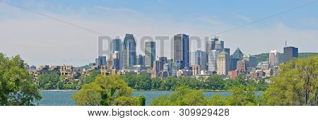 Montreal City Skyline Panorama, Viewed From Ile Notre-dame, Montreal, Quebec, Canada.
