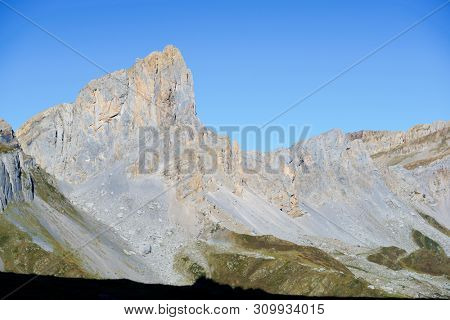 Aiguilles du Ansabere in Lescun Cirque. Aspe Valley, Pyrenees, France.