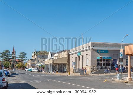 Vrede, South Africa - May 1, 2019: A Street Scene, With Businesses, People And Vehicles, In Vrede, I