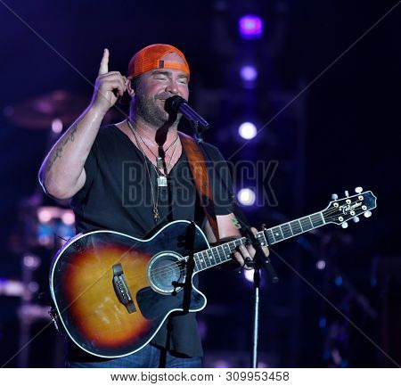 FARMINGVILLE, NY - JUL 3: Lee Brice performs in concert at The Fest at Long Island Community Hospital at Bald Hill on July 3, 2019 in Farmingville, New York.