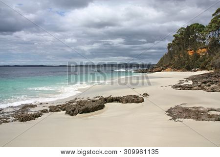 Australia White Sand Beach - Hyams Beach In Jervis Bay, New South Wales.