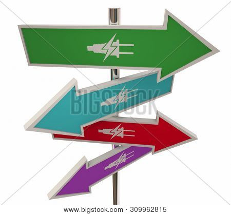 Electricity Power Energy Plug Charging Available Here Signs Symbol Icon 3d Illustration