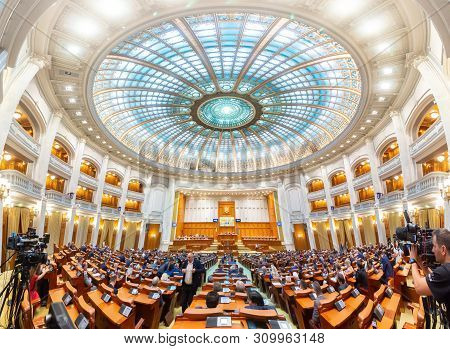 Bucharest, Romania - June 26, 2019: Joint Meeting Of The Reunited Chambers Of The Romanian Parliamen