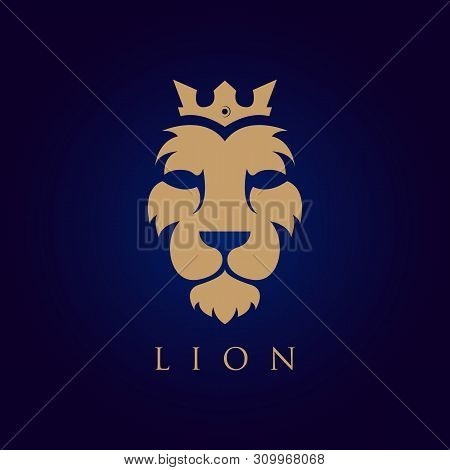 Lion Face Vector Logotype. Heraldic Premium Logo Icon Sign. Universal Company Symbol.