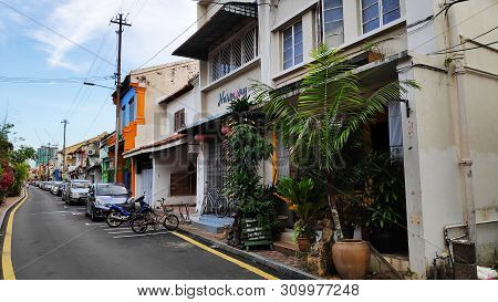 Melaka, Malaysia - 25 Jun, 2019: Street View Of Jonker Street In Melaka Malaysia. Melaka Has A Histo