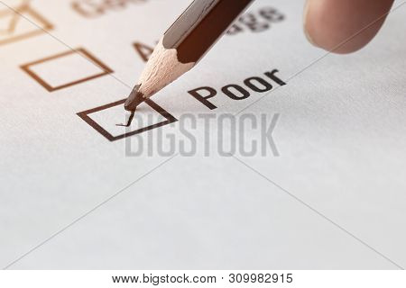 Customer Checklist Survey Form For Feedback Satisfaction Mark Over Application Blue Forms Document W