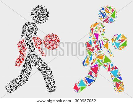 Kidnapper Collage Icon Of Triangle Items Which Have Different Sizes And Shapes And Colors. Geometric