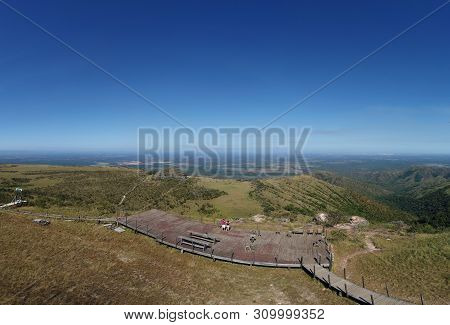 Aerial View Of Alto Do Ceu Observatory, Chapada Dos Guimaraes, Mato Grosso, Brazil. Great Landscape.
