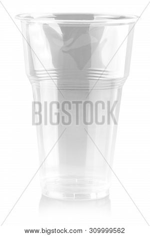 Plastic Cup Disposable Glass Isolated On White Background. Cipping Path