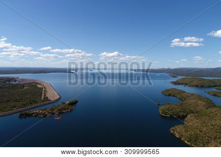 Aerial View Of Manso Lake Hydroelectric, Mato Grosso, Brazil. Great Landscape. Travel Destination. V