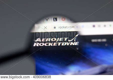 New York, Usa - 15 February 2021: Aerojet Rocketdyne Website In Browser With Company Logo, Illustrat