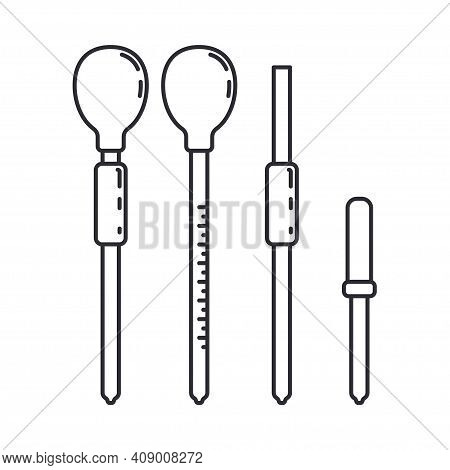 Line Medical Pharmaceutica Icon Retort Dropper. Professional Equipment Symbol. Science, Pharmacy, Me
