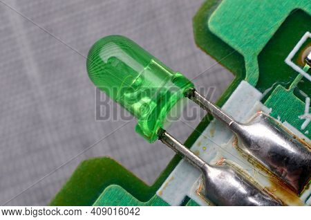 Closeup Of Electronic Circuit Board With Processor