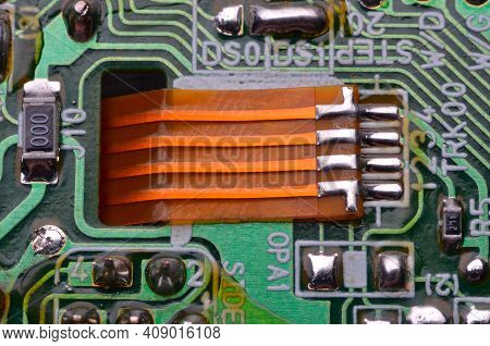 Closeup Of Electronic Circuit Board With Processor