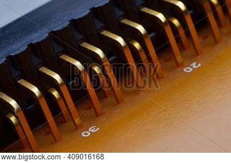 Closeup Of Electronic Circuit Board With Processor