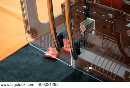 Close-up View Of Food Industry Packaging Mahine In The Production Line