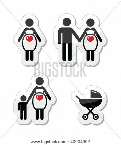 Schwangere Frau Vektor Icons set