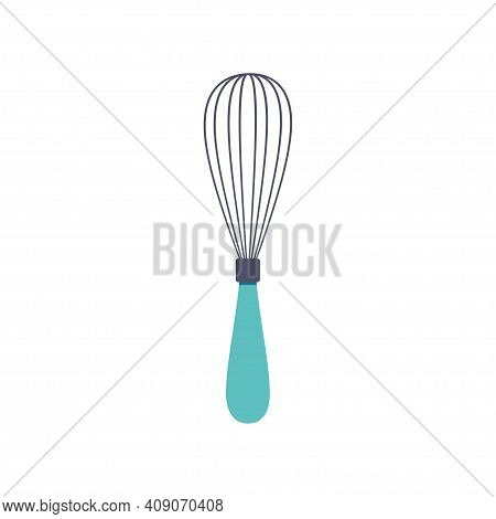 Vector Illustration Of Whisk In Cartoon Style Isolated On White Background, Kitchenware, Cute Cookin