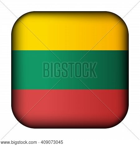 Glass Light Ball With Flag Of Lithuania. Squared Template Icon. Lithuanian National Symbol. Glossy R