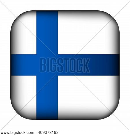 Glass Light Ball With Flag Of Finland. Squared Template Icon. Finnish National Symbol. Glossy Realis