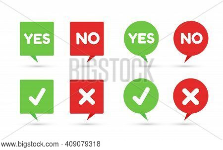 Set Sign Yes Or No. Placard Isolated Yes Or No. Votes Concept. Disagree, Agree, Feedback. Vector Sto