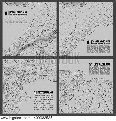 Grey Contours Vector Topography. Geographic Mountain Topography Vector Illustration. Topographic Pat