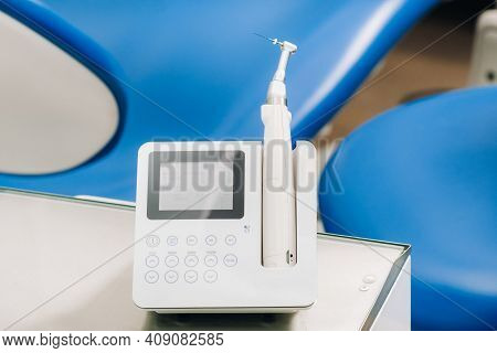 Dental Equipment In The Dentists Office For Root Canal Treatment. Close-up, Endomotor