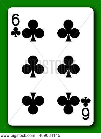 6 Six Of Clubs Playing Card With Clipping Path To Remove Background And Shadow 3d Illustration