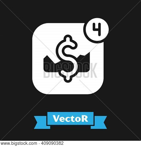 White Mobile Stock Trading Concept Icon Isolated On Black Background. Online Trading, Stock Market A