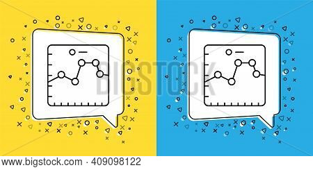 Set Line Browser With Stocks Market Growth Graphs And Money Icon Isolated On Yellow And Blue Backgro