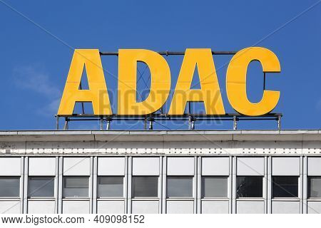 Berlin, Germany - July 12, 2020: Adac Logo On A Building. Adac Is Europe's Largest Motoring Associat