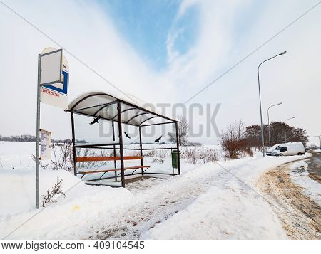 The Deep Snow And Snowdrift Around Glassy Bus Station.
Shine Of Snow White