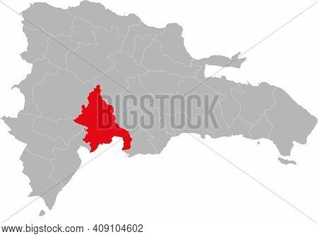 Azua Province Isolated Dominican Republic Map. Gray Background. Business Concepts And Backgrounds.