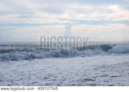 Sea Foam Waves, Sunset On The Sea, Clouds Over The Waves In The Sea, Storm On The Sea
