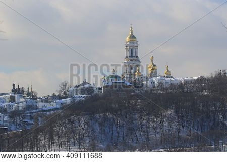 View Of The Large Bell Tower And Other Churches In The Kyivo-pecherska Lavra. Kyiv. Ukraine. Kyivo-p