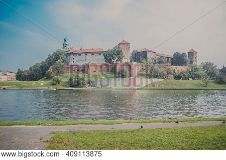 The Wawel Royal Castle In Krakow, Poland. Built At The Behest Of King Casimir Iii The Great. The Cas
