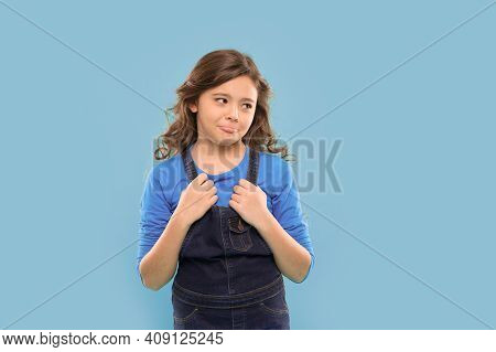 Funny Grimaces. Playful Teen Model. Acting Skills Concept. Acting School For Children. Girl Artistic