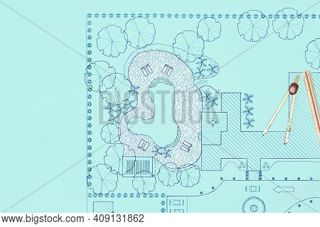Blueprint Landscape Architect Design Backyard Plan For Hotel