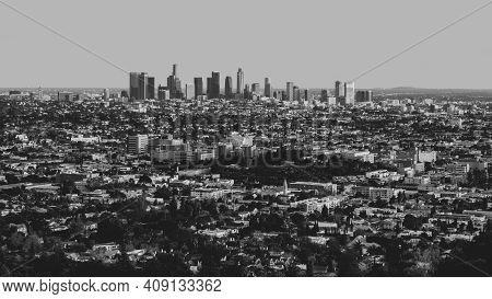 Los Angeles California Sprawling Cityscape In Black And White