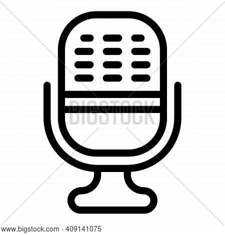 Record Microphone Ads Icon. Outline Record Microphone Ads Vector Icon For Web Design Isolated On Whi