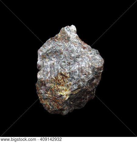 Natural Crude Astrophyllite Stone On Black Background