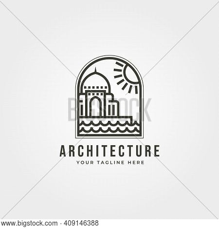 Islamic Architecture Logo Line Art Vector Icon Symbol Illustration Design