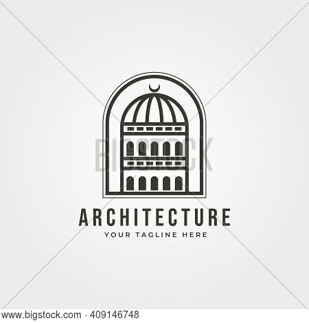 Dome Building Architecture Logo Vector Line Art Minimal Illustration Design