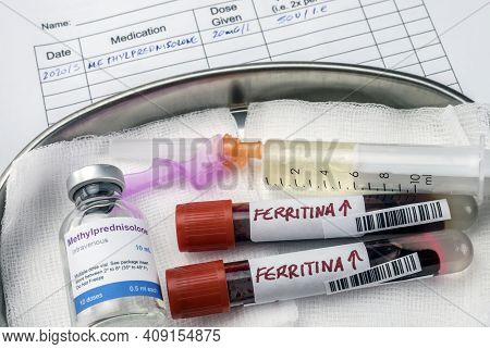 Methylprednisolone Medication For Covid-19 Patients With Elevated Blood Ferritin, Conceptual Image, 
