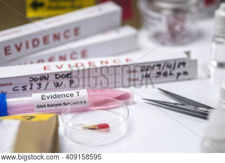 Hematological Analysis With Forensic Test Kit In A Murder In A Crime Lab, Conceptual Image