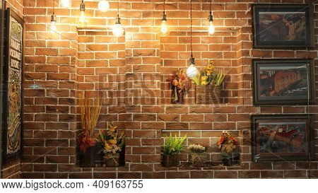 Maykop, Adygea Republic, Russia - February 15, 2021: Elements Of The Interior Of A Cafe Or Shop Usin
