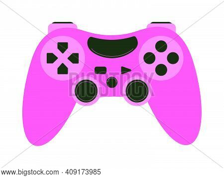 Cute Pink Joystick For Girl Or Woman, Icon For Computer Video Games. Console Playing, For Virtual Re