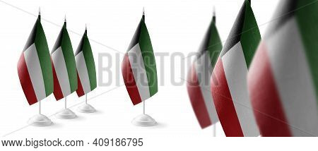 Set Of Kuwait National Flags On A White Background