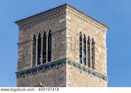 Terni.italy Jenuary 30 2021:bell Tower Of The Church Of San Francesco In Terni